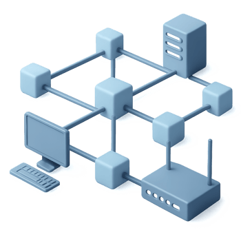 Simple 3D Network Diagram for Visualization of Connections and Data png