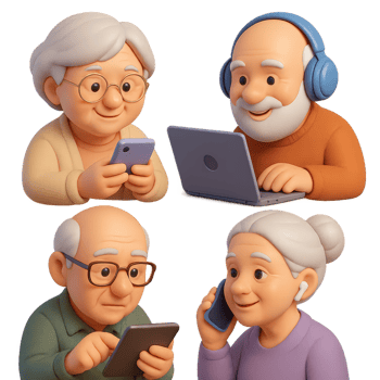 Elderly Embracing Technology Through Simple Digital Interactions png