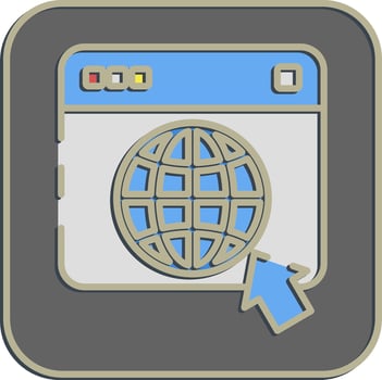 Icon browser. Internet network elements. Icon in embossed style. vector