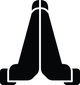 Black Simplistic Icon Representing Praying Hands in Silhouette Style png