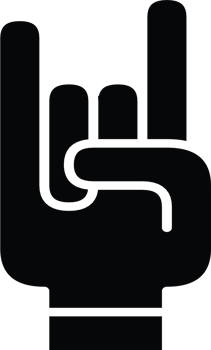 Black Icon Depicting Rock Hand Gesture Symbol png