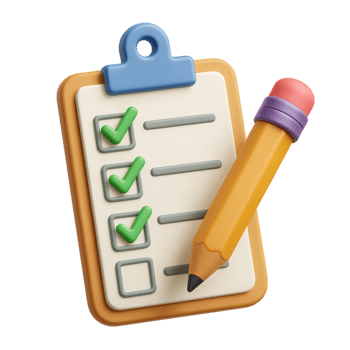 3D Illustration of Checklist with Pencil and Completed Tasks png