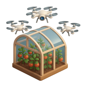Drones Monitoring Plants in a Greenhouse Environment png