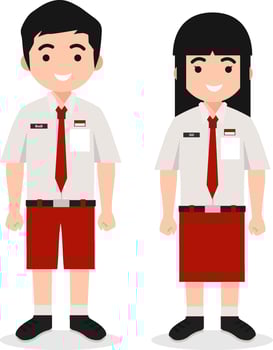 Indonesian Elementary School Kids in Red and White Uniform vector
