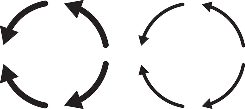 Circle arrow icon set. refresh reload arrow symbol. Recycle, Repeat reload icons set. round arrow vector