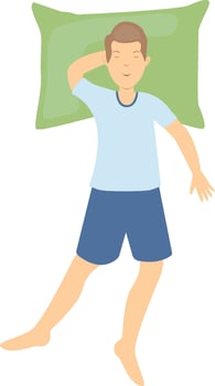 Guy Sleeping Position Illustration in Flat Design. Isolated on White Background vector