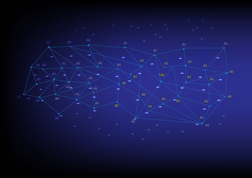 Technology Background Futuristic AI with digital grid and neural interface vector
