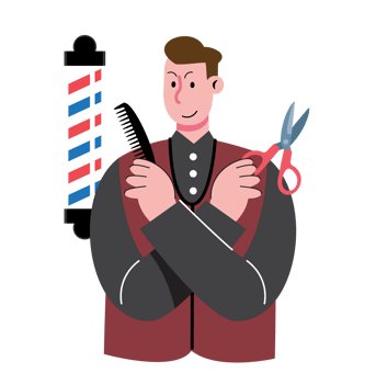 Barber with Scissors and Comb png