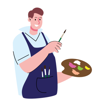 Artist Holding a Paint Palette png