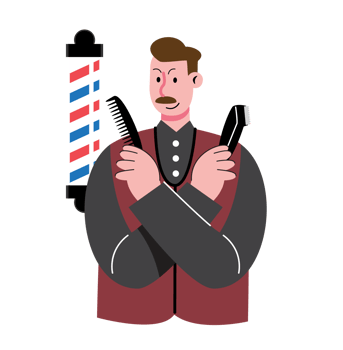 Barber with Pole and Tools png