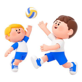 Two Kids Playing Volleyball in a Sunny Day png