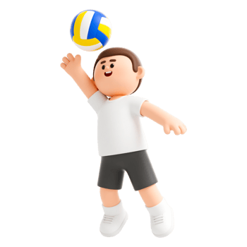3D cartoon volleyball player spiking the ball png