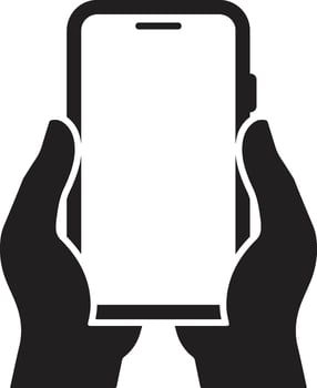 Icon of Smartphone Held in Two Hands vector
