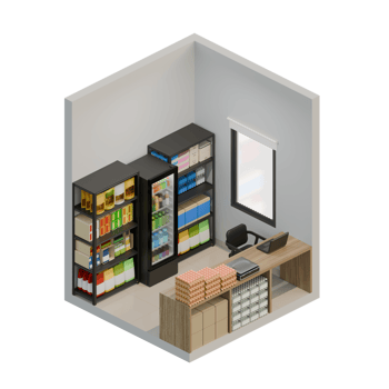 Small Shop Front Left View Isometric 3D Design Element png