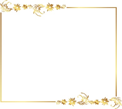 Gold frame with flowers on a white background vector