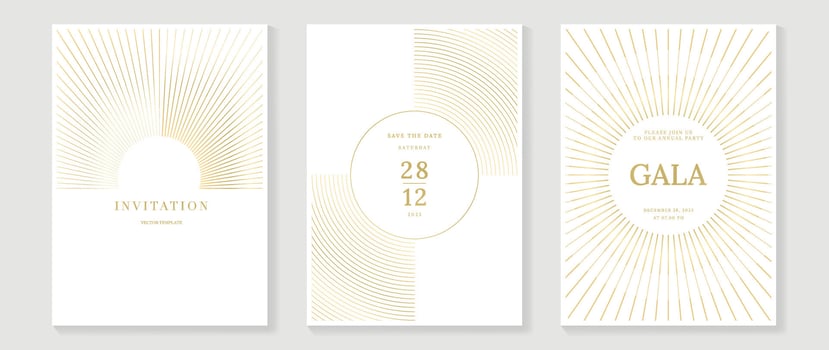 Luxury premium cover design set. Abstract background with gold line pattern. Royal template for premium menu, formal invitation, flyer layout, lux invite card vector
