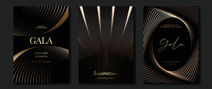 Gala invitation card designs with elegant patterns vector