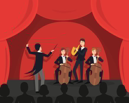 Male Actors Performing Pantomime On Stage at Mime Show Illustration vector