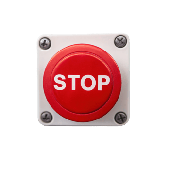 Red emergency stop button on transparent background for industrial machinery iso standard png