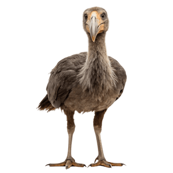 Phorusrhacos, south american terror bird standing on transparent background png