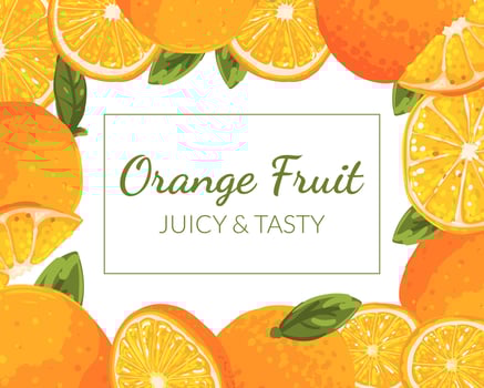 Orange Fruit Juicy and Tasty Banner Template with Ripe Fresh Citrus Fruits t Illustration vector