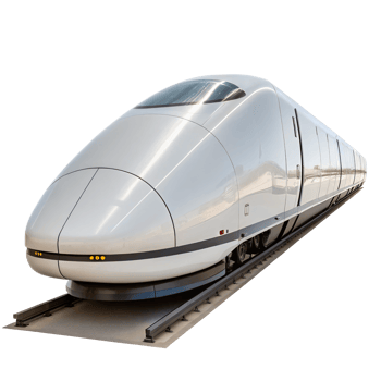 High speed maglev train moving on transparent background png