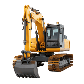 Yellow excavator isolated on transparent background for construction projects png