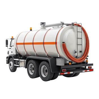 White vacuum truck tanker isolated on transparent background png