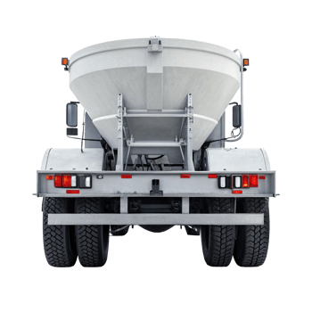 Concrete segment hauler truck with swivel bolsters on transparent background png