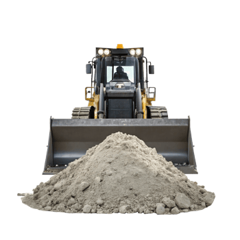 Electric bulldozer clearing lunar regolith pile on transparent background png