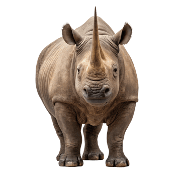 Powerful rhinoceros standing on transparent background png