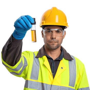 Engineer showing test tube with sample on transparent background png