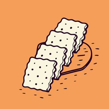 Four Crackers on a Serving Tray Simple Snack Illustration vector