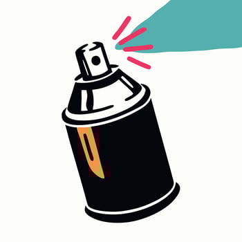Spray Paint Can with Teal Spray, Art Supply vector