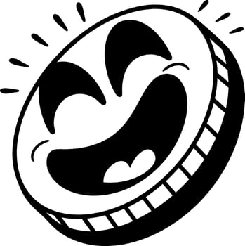 Happy coin illustration with joyful expression and radiating lines vector