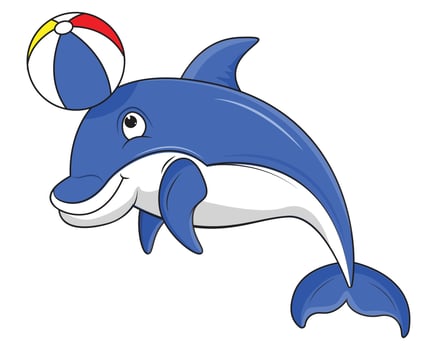 Adorable Dolphin Animal Cartoon Illustration vector