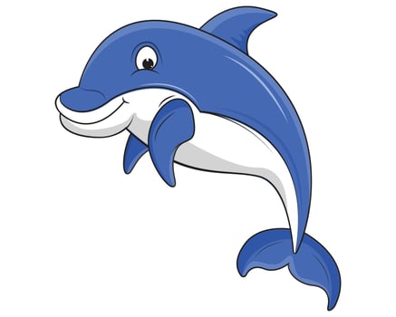 Funny Dolphin Animal Cartoon Illustration vector