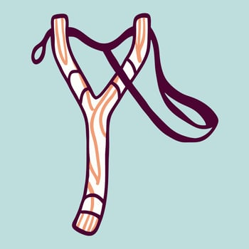 Wooden Sling Shot, Classic Toy, Cartoon Style vector