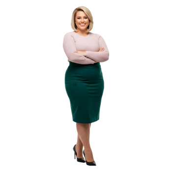 Confident Plus Size Woman in Professional Attire, Posing with Arms Crossed png