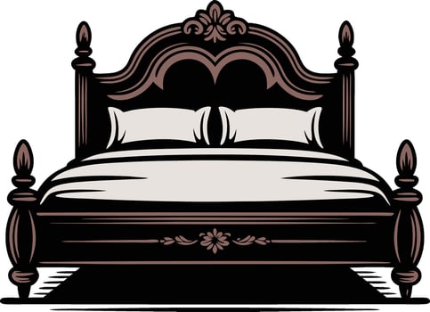 Bed with two pillows and a headboard vector