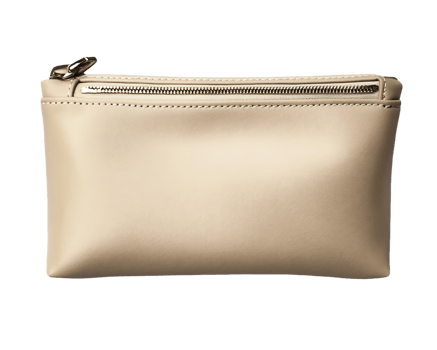 Beige Textured Zippered Pouch on Transparent Background png