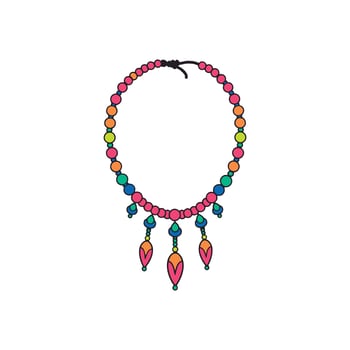 Tribal beaded necklace illustration ancient ethnic jewelry adornment for historical or cultural fashion design vector