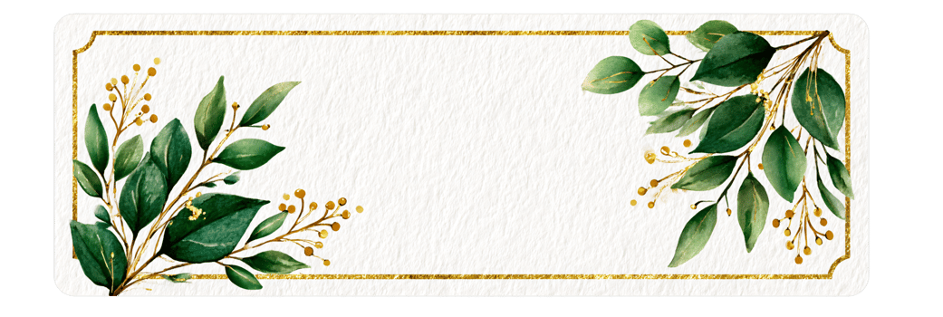 Elegant Botanical Frame with Greenery and Gold Accents for Design png
