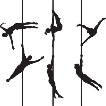 Best Pole fitness silhouettes diverse poses strength vector