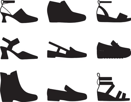 shoes silhouettes set of different shoes vector