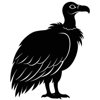 Striking Silhouette of Vulture Detailed Illustration of a Powerful Bird in Black vector