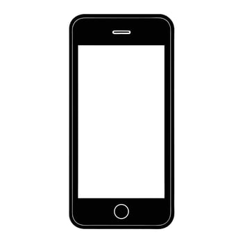 Minimalist Black Smartphone Outline with White Screen and Circle Home Button Illustration vector