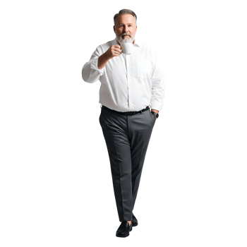 Confident Middle Aged Man in White Shirt Enjoying Morning Coffee png
