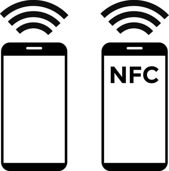 NFC icon. NFC payment with smartphone set icons. contactless NFC payment sign. Near field communication. Wireless pay. Credit card nfc payment vector