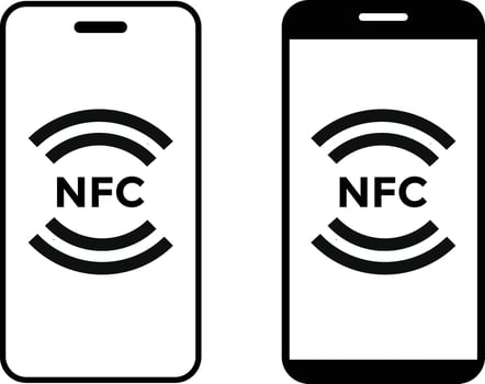 NFC icon. Mobile phone payment. wireless data transfer nfc technology sign. Nfc wireless mobile banking isolated signs. Contactless payment. Cashless card payment vector